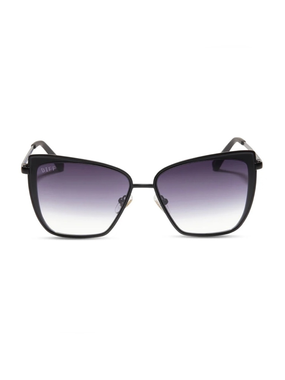 Diff Grace Sunglasses Matte Black Grey Gradient Sharp Color NWT